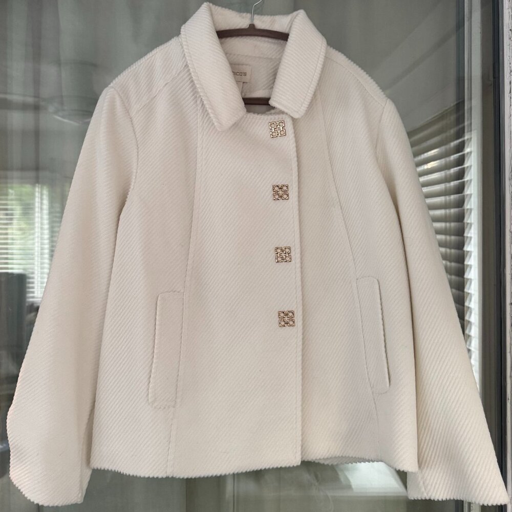 Cream Coat Gold Buttons Jacket Size 3 BRAND NEW